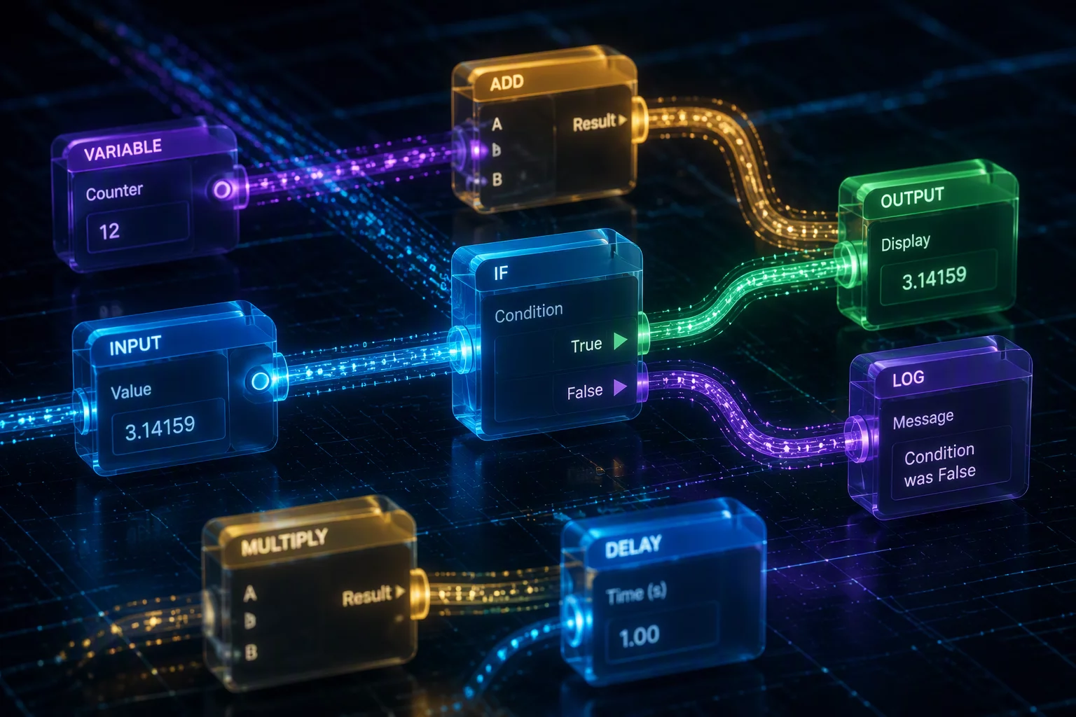 Coding Fundamentals visual code blocks and algorithmic geometry